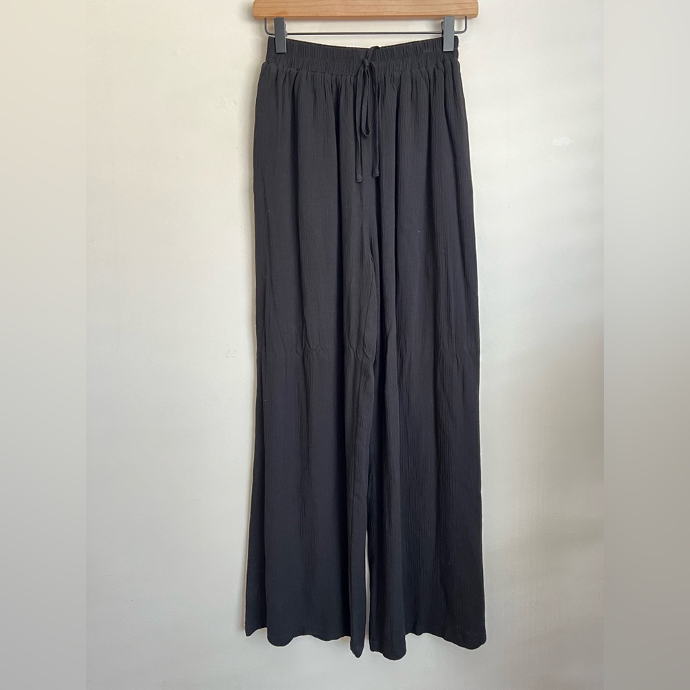 mittoshop Black Wide Leg Drawstring Pants